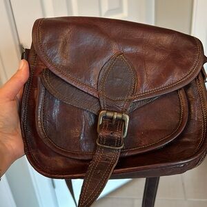 Handmade, leather crossbody purse
